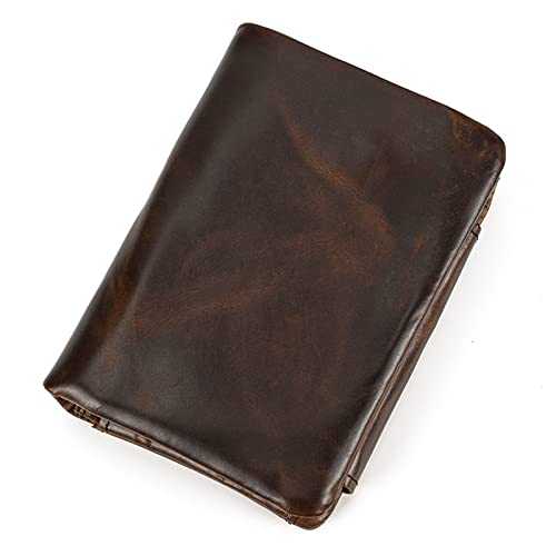 Men's Leather Wallet Large Capacity Trifold Purse Credit Card Holder Case with Snap Closure 10 Card Slots (Coffee)2