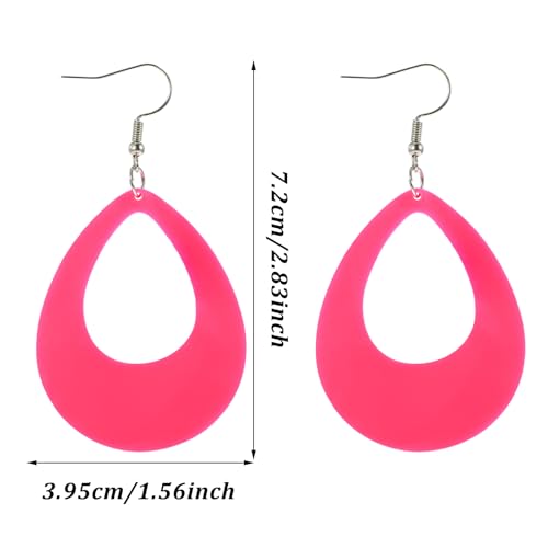 Neon Earrings for Glow party, 6 Pairs 80s 90s Acrylic Neon Dress for Women Glow Club Dangle Geometry Pendant Outfit for Dating Shopping Accessories2