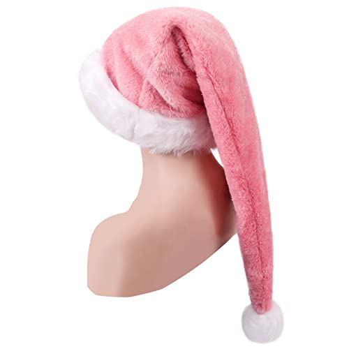 CITÉTOILE Weiße Weihnachtsmütze für Erwachsene, Lange Weihnachtsmütze Nikolausmütze mit Soft Liner, Deluxe Plüsch Santa Nikolaus Mütze für Männer und Frauen Weihnachtsdekoration Cover