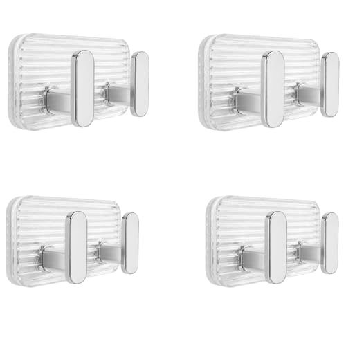 Image of SIGNAMIO 8 Hook Self Adhesive Wall Hooks for Wall Heavy Items, Adhesive Wall Hook, Wall Hooks for Hanging Clothes, Kitchen & Bathroom Accessories, Stick On Hooks for Wall Without Drill -Silver