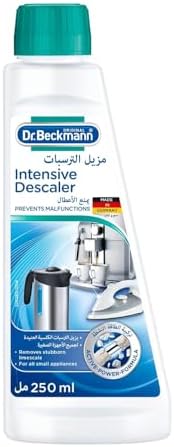 Dr. Beckmann Intensive Descaler for Iron, Kettles, Coffee Machine, 250ml | Removes Stubborn Limescale-With Active Power Formula-Works Faster-Effective-Easy to Use-For all Small Appliances