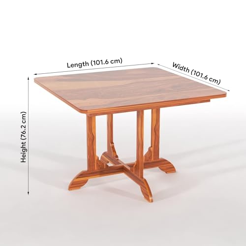 Image of Sheesham Wood 4 Seater Dining Table with 4 Chairs for Living Room Home Office Dining Room Wooden Dininig Set (Natural Finish)
