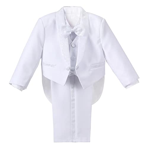 Lito Angels - Lito Angels Smoking Costumes et Vestons Bebe Garcon, Ensemble 5 Pièces Costard (Blazer, Gilet, Chemise, Noeud Papillon et Pantalon), Taille 18-24 Mois, Blanche (étiquette en Tissu 02)