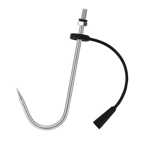 SANLIKE Fishing Gaff Fishing Hook Stainless Steel Extra Strong Sharp Fishing Gaff Hook for Saltwater Freshwater Fishing with Protection Cover 8MM Screw Thread