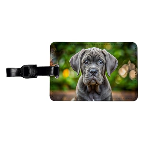 Cane Corso Dog Puppy Photo Travel Faux Leather Luggage Tag