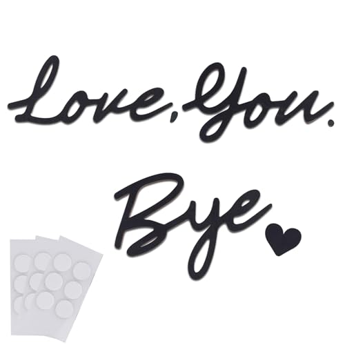Letrero negro con texto en inglés 'Love You Bye' para arriba de la puerta con punto de pegamento, decoración de pared de madera para pasillo, niño, niña, hogar, dormitorio, decoración artística