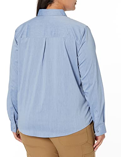 Dickies Women's Long Sleeve Stretch Poplin Work Shirt, Limoges, Extra Small #TOP4