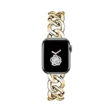 Kolgios 42/44mm Gold Cool Women, Men Big Chain Metal Smartwatch Bands Compatible for Apple Watch Bands SE Series 5 Series6 Man Durable Adjustable Watch Bracelet for Iwatch 6/5/4/3/2/1