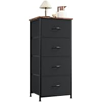 Somdot Chest of Drawers for Bedroom with 4 Fabric Drawers, Bedside Storage Cabinet for Kids Dorm Living Room Closet Wardrobe Laundry Entryway Hallway, Black Rustic Brown