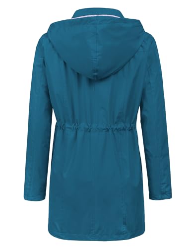 Image of LOMON Raincoat Women Waterproof Long Hooded Trench Coats Lined Windbreaker Travel Jacket S-XXL