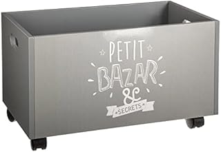 Children's wooden storage chest on wheels - Colour GREY and WHITE