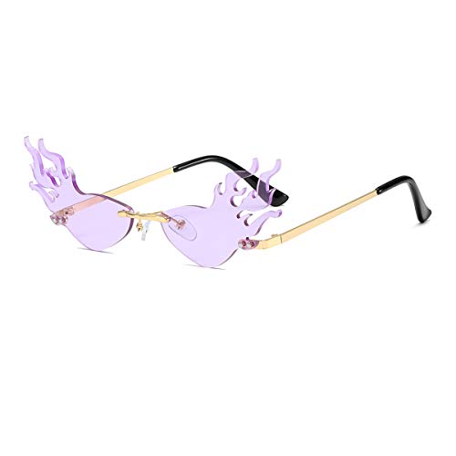 YOJUED Gafas de sol modernas con marco de llama, Rimless Wave, gafas de sol para fiestas, morado Cover
