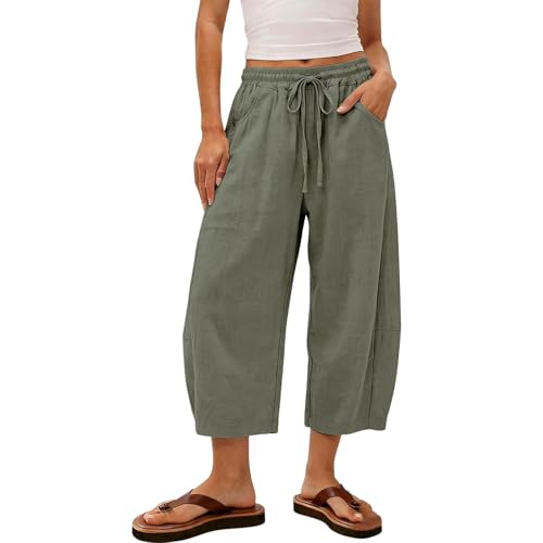 Pantalones de cimitarra Mujer Verano Frescos 3/4 Pantalon Talla Grande Pantalón Deportivo Shorts Respirable Moderno Pantalones Cortos Palazzo Bolsillos Urbano Short Yoga Jogger Corre