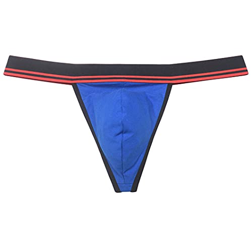 Men's Stretch Cotton Bikini Thong Underwear Wide Waistband T-Back Soft String Tangas Bulge Pouch4