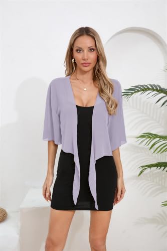 Image of TASAMO Women's 2026 Summer Lightweight Short Bolero Cardigan Shrug Sheer Tie Front Top 3 /4 Sleeve Jacket for Dress