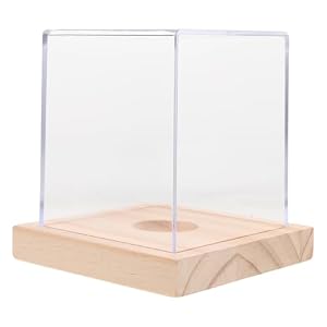 ifundom 透明アクリル製ソフトボールディスプレイケース 天然木ベース付き ボール収納 保護用キャビネット 家や店舗での展示に適したコレクションケース