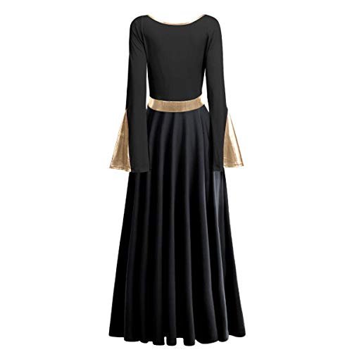 Robe de danse manches longues noir métallisé aux reflets premium - 2