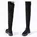 N.N.G Over The Knee Combat Boots, Black Faux Suede, Platform Lug Sole with 2 Inch Heel, Side Zipper for Women, Streetwear Fashion, Size 9