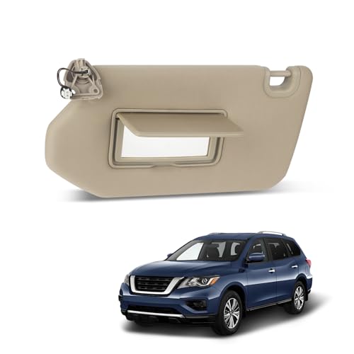 ItranMc Sun Visor Driver Side for 2013-2018 Nissan Pathfinder 2014-2017 Infiniti QX60 2013 Infiniti JX35 Beige Left Side Visor with Light Mirror Replacement#96401-9PB0A