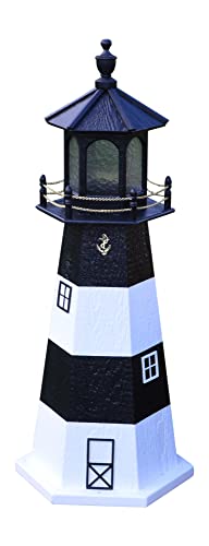 Amish-Made Fire Island, NY Replica Outdoor Lighthouse with Solar LED Light, 48