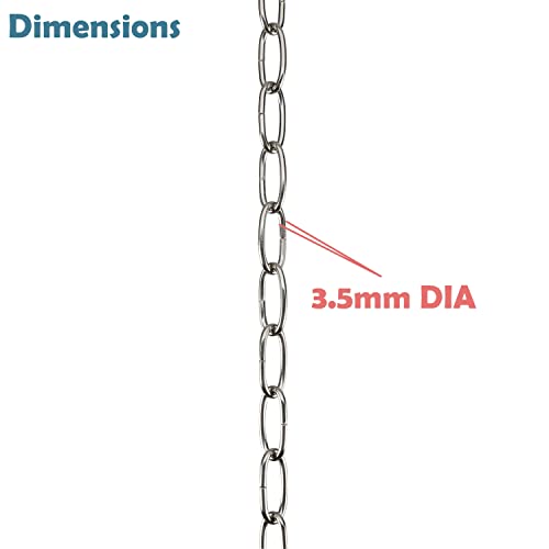 Image of Aspen Creative 21110-21,Steel 10 Feet Heavy Duty Chain for Hanging Up Maximum Weight 40 Pounds-Lighting Fixture /Swag Light /Plant in Stin Nickel.11 Gauge.