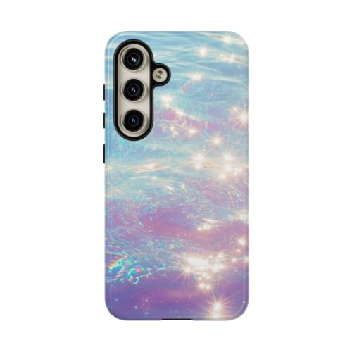 Coque Samsung S24 rigide brillante à paillettes d'eau irisée