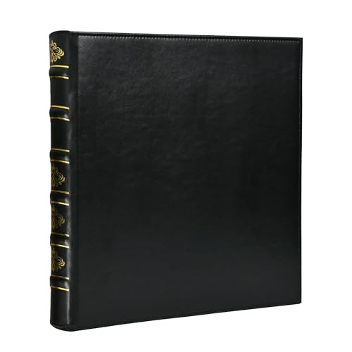 LETVPVOW Vintage Hardback 3 Ring Binder 1 Inch Professional Leather Binder 3 Ring Three Ring Binders Fits 8.5 x 11 D Ring Binders for Photo Album Home School and Office Supplies- Black