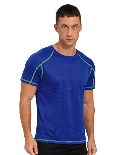 Hansber Men's Quick Dry Short Sleeve Shirt Sun Protection Rash Guard Swim Tee Athletic Running Fishing Shirts4