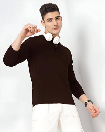 Image of LAZYCHUNKS Luxury Men's Full Sleeve Henley T-Shirt - Soft, Breathable, Stylish (Men's Henley T-Shirt), Great for Party and Casual wear