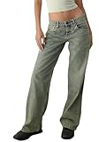 Matériau : jean baggy pour femme, fabriqué en coton et élasthanne, doux et respirant, léger et confortable. Jean baggy Y2K, très polyvalent et élégant, choix idéal à porter tout au long de l'année