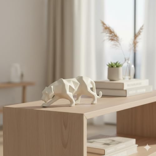 Image of Home Decor Ceramic Figurines Showpiece Decorative Figurines, Gifting Idol Abstract Statue Matte Finish (Panther White)