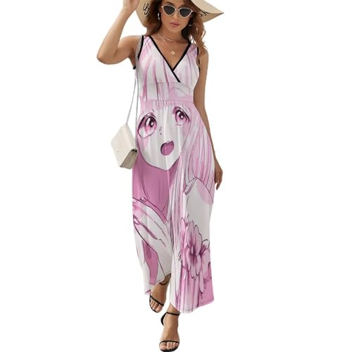 Robe d'été légère sans manches contre la chaleur | Robe longue col V fluide et confortable