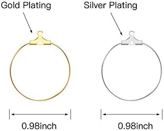 Earring Hoops for Jewellery Making, 100 PCS 2 Colours 25mm Earring Making Kit Bulk Beading Hoops Earring Finding Round Hoops for DIY Jewellery Findings Earring Craft Making Supplies