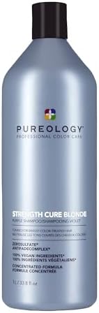 Pureology Strength Cure Blonde, Purple Shampoo, Restore & Tone for Brassy Blonde Hair, Vegan Formulas, Sulphate Free for a Gentle Cleanse