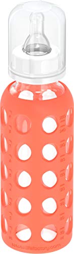 image for Lifefactory 9-Ounce Glass Baby Bottle with Stage 2 Nipple and Protecti
