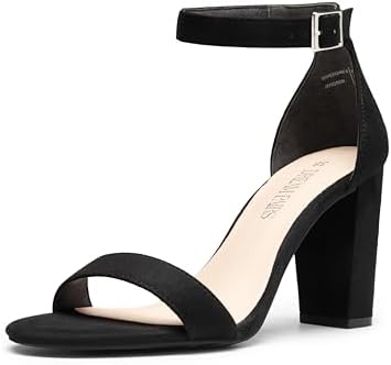 DREAM PAIRS Sandalia de Vestir para Mujer con Alta Tacón Ancho Za...