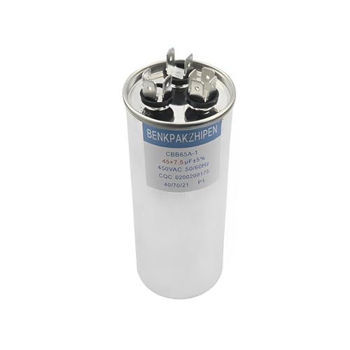 AC Capacitor 45+7.5UF 45/7.5 MFD 370V or 440V Round Start Capacitor for AC Unit Fan Motor Start or Heat Pump or Condenser Straight Cool