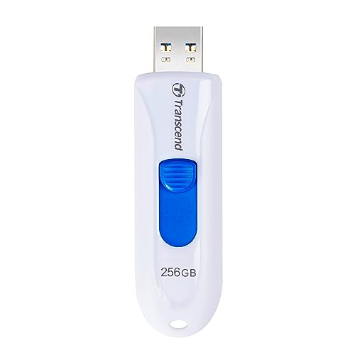 Transcend 256GB USB Flash Drive, for PC/Mac/Laptop/Windows/Computer, Desktop/TV/Car Audio, USB3.2 Gen1 Memory Stick, Thumb Drives Data Storage with Retractable Connector, USB 2.0/3.0/3.1 Compatible