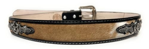 1 3/4" Wide Genuine Leather Horse Hair Western Style Leather Belt, Cowboy Rodeo Concho Ranger Style Belt2