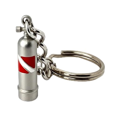 Scuba Tank Keychain with Dive Flag, Pewter Key Ring, Scuba Diver Gift