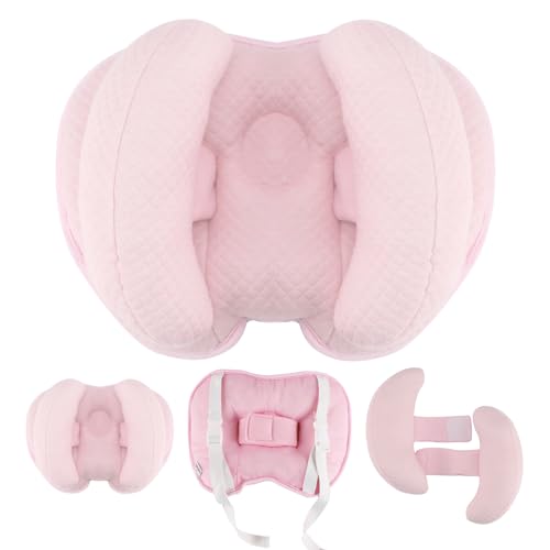 KAKIBLIN Almohada de apoyo para bebé, soporte para cabeza y cuello, almohada de cuello de plátano para bebé, almohada de viaje para soporte de cuello de cochecito, almohada de cabeza ajustable para