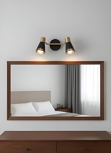 Image of FILLISKA 3 in 1 Double Wall spot /Picture /Display /Mirror Light with Adjustable Head and Colour Changing Function (2 Way Black & Gold-037)