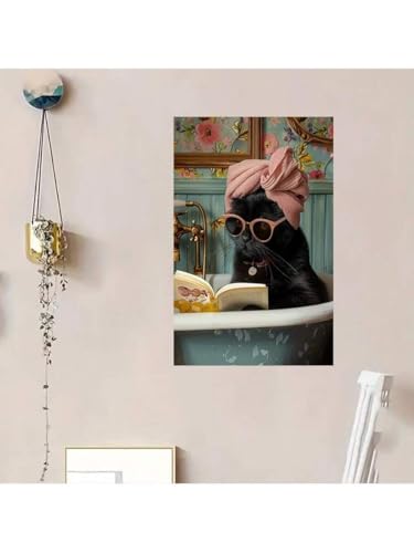 Chat fantaisiste dans une baignoire lianyibo toile 60x80cm