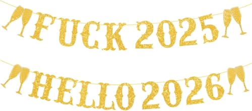 Happy New Year Banner, Glitter Hello 2026 New Years Eve Party Decorations 2026 NYE Party Decorations Supplies