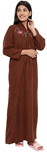 Image of Women's Woolen Solid Maxi Nighty