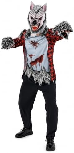 Boveco Halloween Werwolf Kostüm für Erwachsene 3teiliges Wolf Kostüm Outfit | Mit maske und Handschuhen für Cosplay Partys