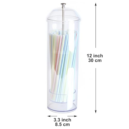 Youngever Straw Dispenser, Plastic Drinking Straw Container with Lid (Long Straw)