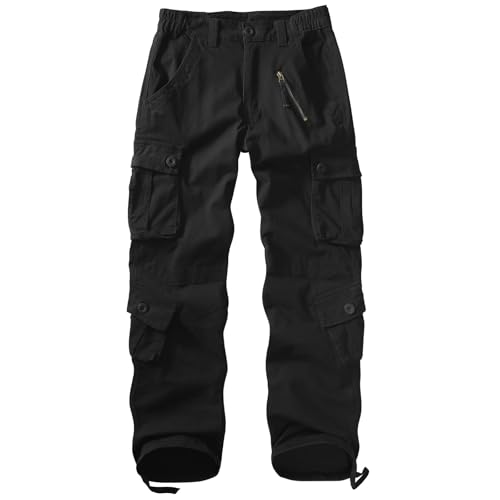 XNMAYA Women's Cargo Pants Quick Dry Casual Military Army Camo Combat Work Casual Pants with Pockets, Black, 16