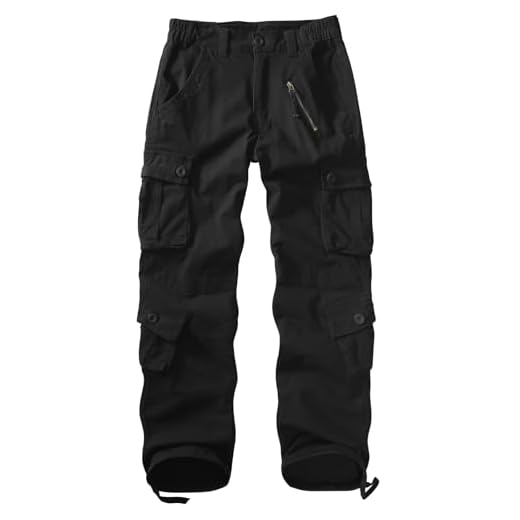 XNMAYA Pantalon Cargo pour Femme, séchage Rapide, décontracté, Style Militaire, Camouflage, avec Poches, Noir, 44
