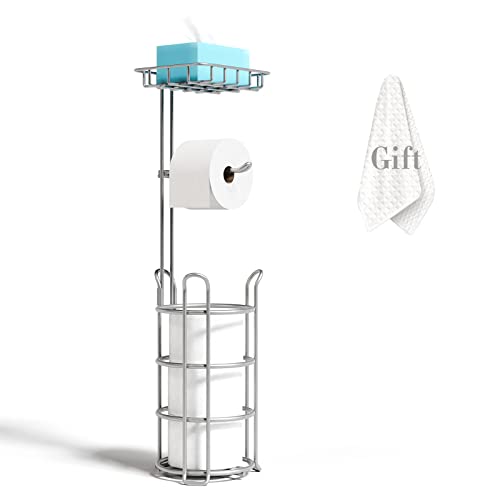 Buckburg Free Standing Toilet Paper Holder With Shelf, Holds Mega Rolls, Easy To Assemble, Sturdy And Durable, Premium Bathroom Tissue Storage Organizer Stand #TOP24